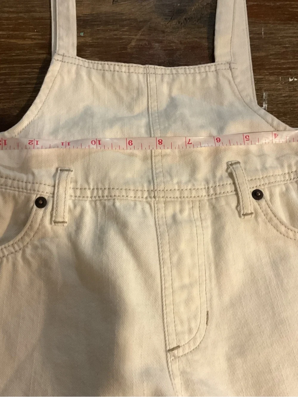 We the Free (Free People) White Cream Denim Suspender Shortalls Raw Hem- size 24